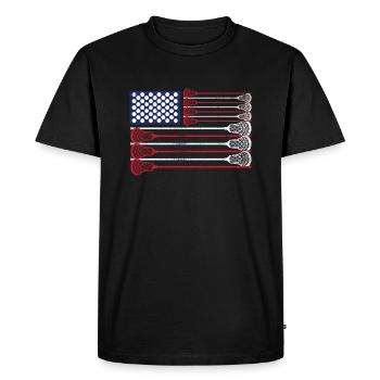 Vintage Flag > US Flag with Lacrosse Bats - Men's Premium Organic T-Shirt - black - Front - Nico (187cm)