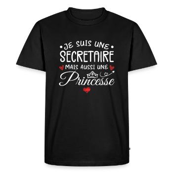 Je Suis Une Secrétaire, Mais Aussi Une Princesse - T-shirt Premium bio Homme - noir - Devant - Nico (187cm)