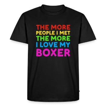 Plus de gens que j’ai rencontrés plus j’aime boxer - T-shirt Premium bio Homme - noir - Devant - Nico (187cm)