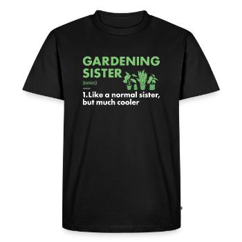 Jardinière Soeur Définition Jardinage - T-shirt Premium bio Homme - noir - Devant - Nico (187cm)