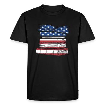 Reader Us Flag Reading - Men's Premium Organic T-Shirt - black - Front - Nico (187cm)