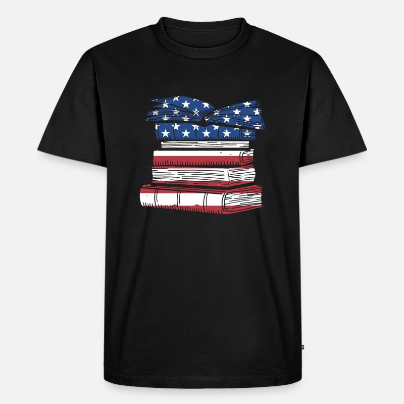 Reader Us Flag Reading - Männer Premium Bio T-Shirt - Schwarz