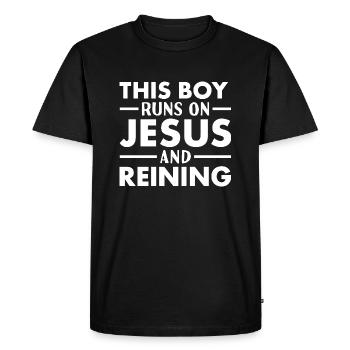 Reiner Ce garçon court sur Jésus Reining - T-shirt Premium bio Homme - noir - Devant - Nico (187cm)
