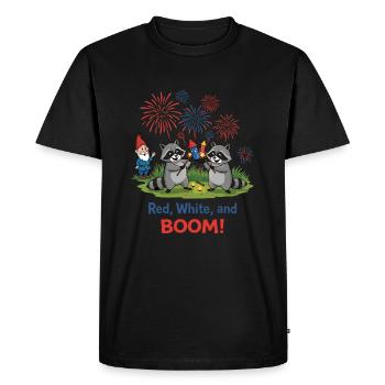 Raton laveur 4 juillet Feu d’artifice - T-shirt Premium bio Homme - noir - Devant - Nico (187cm)