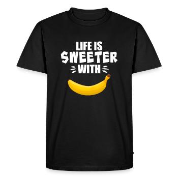 Life Is Sweeter With Banana - Men's Premium Organic T-Shirt - black - Front - Nico (187cm)