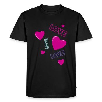 Coeurs roses mignons et amour - design romantique - T-shirt Premium bio Homme - noir - Devant - Nico (187cm)