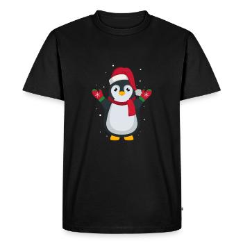 Pingouin de Noël Cadeau de pingouin de Noël - T-shirt Premium bio Homme - noir - Devant - Nico (187cm)
