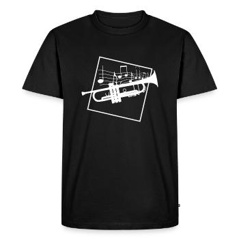 Trompette musique instrument à vent musiciens souffleur blanc - T-shirt Premium bio Homme - noir - Devant - Nico (187cm)