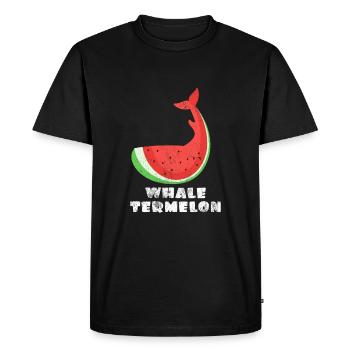 Watermelon Whale Abstract art gift idea - Men's Premium Organic T-Shirt - black - Front - Nico (187cm)