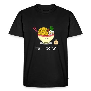 Ramen mignon (police blanche) - T-shirt Premium bio Homme - noir - Devant - Nico (187cm)