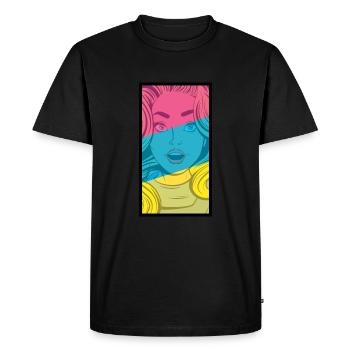 Femme de style bande dessinée colorée - T-shirt Premium bio Homme - noir - Devant - Nico (187cm)