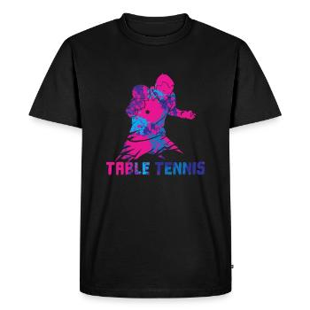 Tennis de table de ping-pong - T-shirt Premium bio Homme - noir - Devant - Nico (187cm)