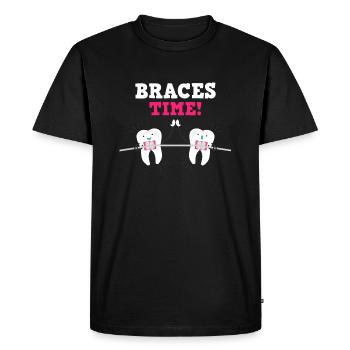 Braces Mouth Teeth Orthodontist - Men's Premium Organic T-Shirt - black - Front - Nico (187cm)