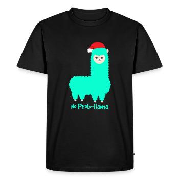 Noël Llama Alpaga No Probllama - T-shirt Premium bio Homme - noir - Devant - Nico (187cm)