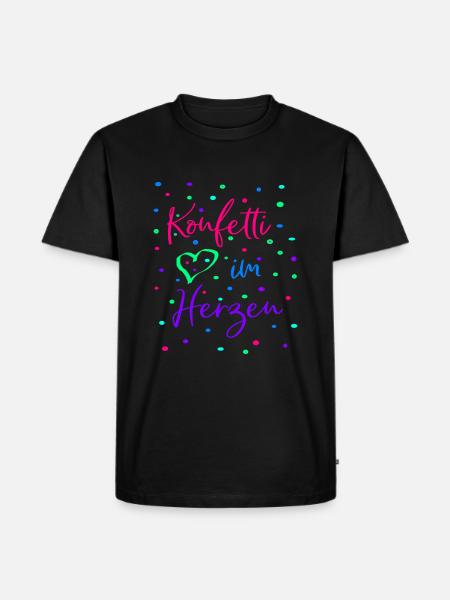 Karneval Fasching Konfetti im Herzen - Männer Premium Bio T-Shirt - Schwarz