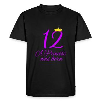 12 birthday princess born - Men's Premium Organic T-Shirt - black - Front - Nico (187cm)
