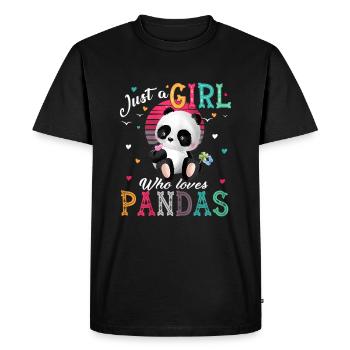 Panda Cool Juste une fille Juste une fille aime panda - T-shirt Premium bio Homme - noir - Devant - Nico (187cm)