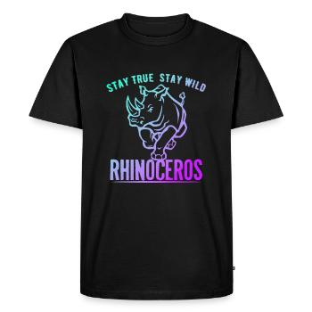 Rhinocéros Afrique Désert Désert Sauvons - T-shirt Premium bio Homme - noir - Devant - Nico (187cm)