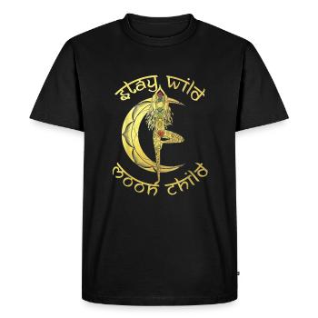 Wild Moonchild Live by the sun Love by the moon - T-shirt Premium bio Homme - noir - Devant - Nico (187cm)