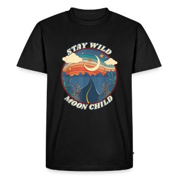 Wild Moonchild Live by the sun Love by the moon - T-shirt Premium bio Homme - noir - Devant - Nico (187cm)