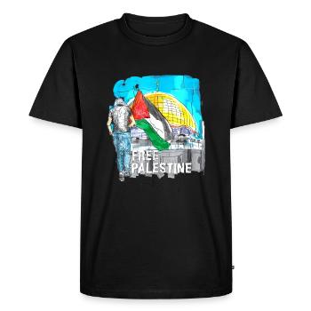 Palestine Liberté libre Liberté Gaza - T-shirt Premium bio Homme - noir - Devant - Nico (187cm)
