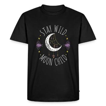 Wild Moonchild Live by the sun Love by the moon - T-shirt Premium bio Homme - noir - Devant - Nico (187cm)
