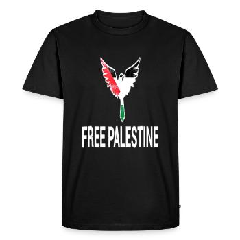 Palestine Liberté libre Liberté Gaza - T-shirt Premium bio Homme - noir - Devant - Nico (187cm)