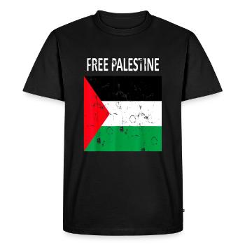 Palestine Liberté libre Liberté Gaza - T-shirt Premium bio Homme - noir - Devant - Nico (187cm)