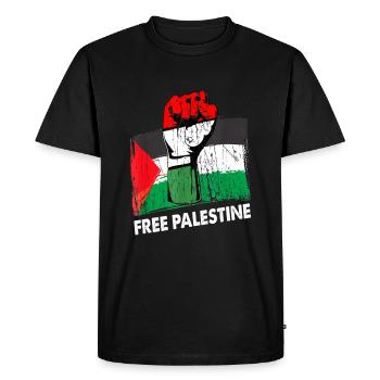 Palestine Liberté libre Liberté Gaza - T-shirt Premium bio Homme - noir - Devant - Nico (187cm)