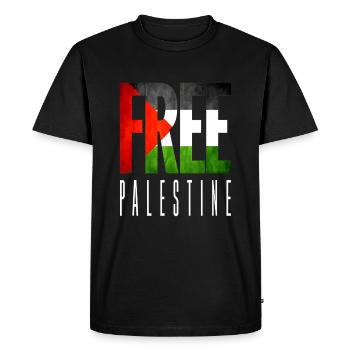 Palestine Liberté libre Liberté Gaza - T-shirt Premium bio Homme - noir - Devant - Nico (187cm)