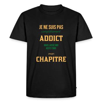 Addict livres lecture - T-shirt Premium bio Homme - noir - Devant - Nico (187cm)