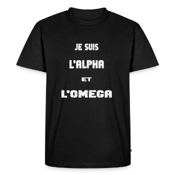 Alpha Oméga - T-shirt Premium bio Homme - noir - Devant - Nico (187cm)