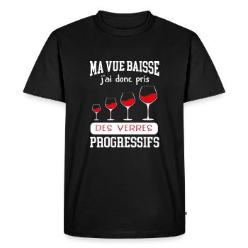 Cadeau drôle vue qui baisse - T-shirt Premium bio Homme - noir - Devant - Nico (187cm)