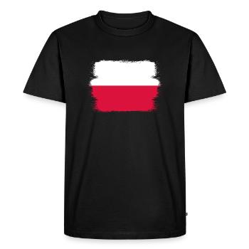 Poland Flag Used Look Polska Polish Flag - Men's Premium Organic T-Shirt - black - Front - Nico (187cm)