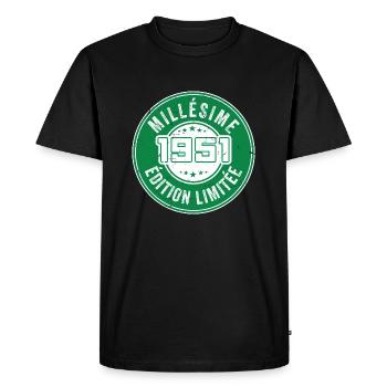 Millésime 1951 | édition limitée Anniversaire 1951 - T-shirt Premium bio Homme - noir - Devant - Nico (187cm)