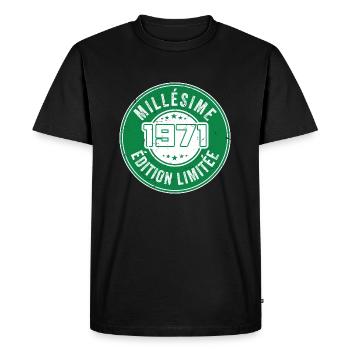 Millésime 1971 | édition limitée Anniversaire 1971 - T-shirt Premium bio Homme - noir - Devant - Nico (187cm)