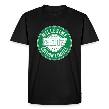 Millésime 2017 | édition limitée Anniversaire 2017 - T-shirt Premium bio Homme - noir - Devant - Nico (187cm)