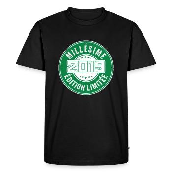 Millésime 2019 | édition limitée Anniversaire 2019 - T-shirt Premium bio Homme - noir - Devant - Nico (187cm)