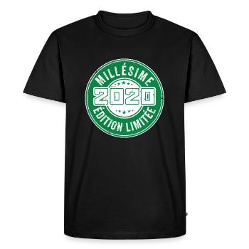 Millésime 2020 | édition limitée Anniversaire 2020 - T-shirt Premium bio Homme - noir - Devant - Nico (187cm)