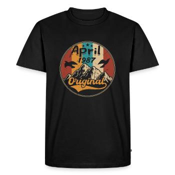 Anniversary April 1987 | Gift April 1987 - Men's Premium Organic T-Shirt - black - Front - Nico (187cm)