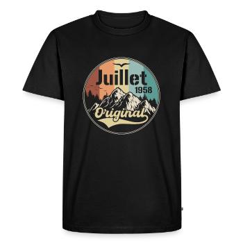 Juillet 1958 Anniversaire Juillet 1958 Juillet - T-shirt Premium bio Homme - noir - Devant - Nico (187cm)