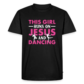 Danseuse Cette Fille Court Sur Jésus Et Danse - T-shirt Premium bio Homme - noir - Devant - Nico (187cm)