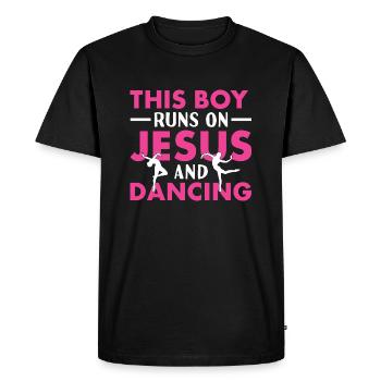 Danseur Ce Garçon Court Sur Jésus Et Danse - T-shirt Premium bio Homme - noir - Devant - Nico (187cm)