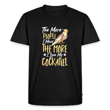 Amoureuse des perroquets, maman calopsitte - T-shirt Premium bio Homme - noir - Devant - Nico (187cm)