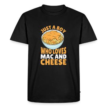 Juste un garçon qui aime le macaroni au fromage - T-shirt Premium bio Homme - noir - Devant - Nico (187cm)