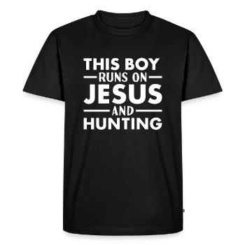 Chasseur Ce garçon court sur la chasse à Jésus - T-shirt Premium bio Homme - noir - Devant - Nico (187cm)
