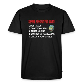 Règles de l’apocalypse zombie - Halloween - T-shirt Premium bio Homme - noir - Devant - Nico (187cm)