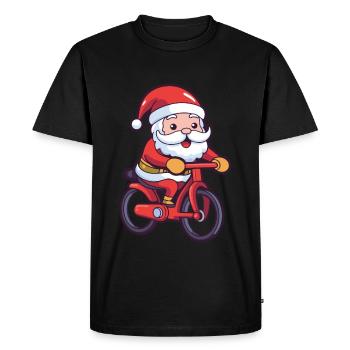 Père Noël vélo Noël - T-shirt Premium bio Homme - noir - Devant - Nico (187cm)