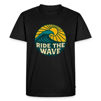 Ride The Wave Surf Sun Design - T-shirt Premium bio Homme - noir - Devant - Nico (187cm)