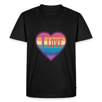 coeur coloré arc-en-ciel unisexe amour pour tout le monde - T-shirt Premium bio Homme - noir - Devant - Nico (187cm)